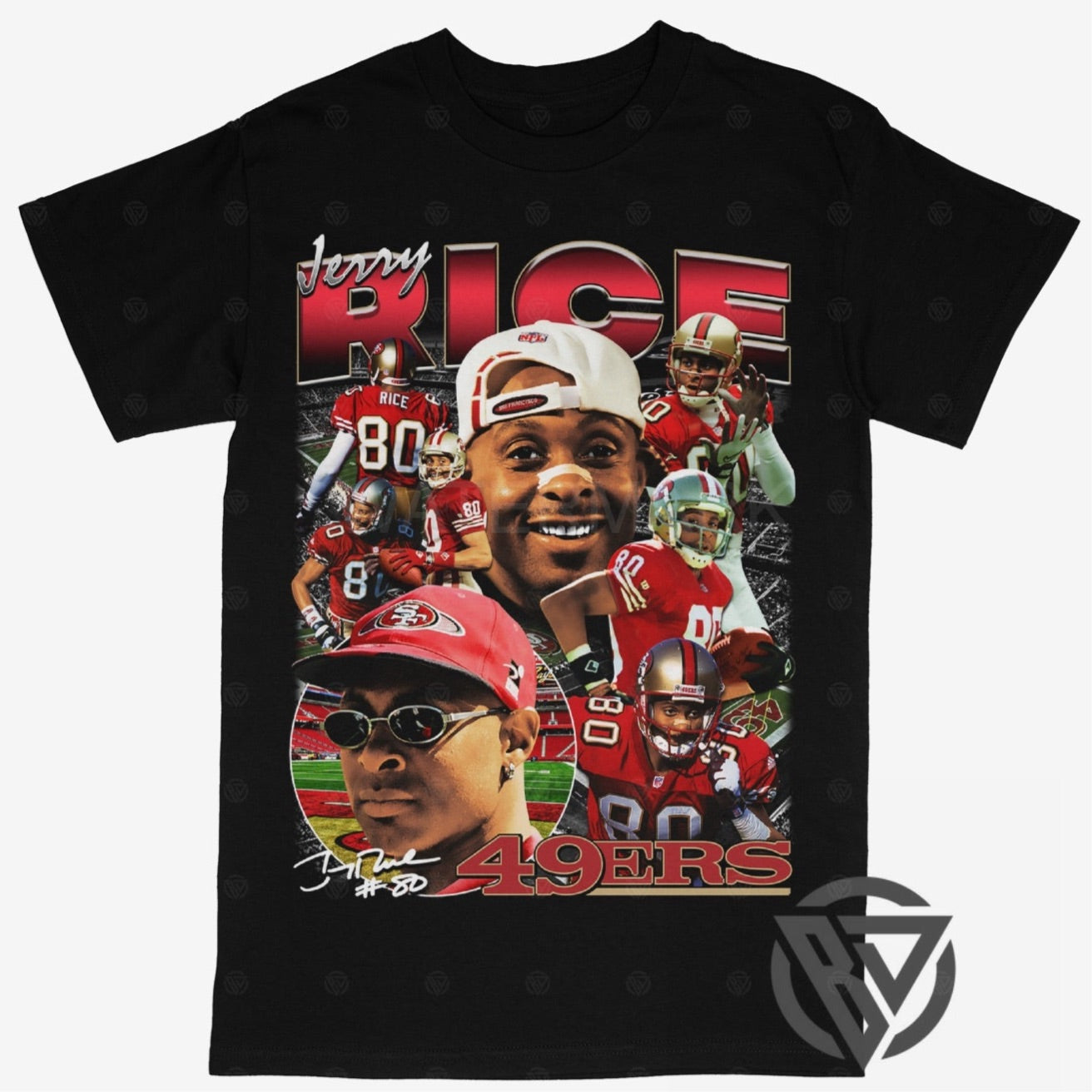 Jerry Rice Tee Shirt San Francisco 49ers NFL Football Rap Style Graphic Tee Shirt