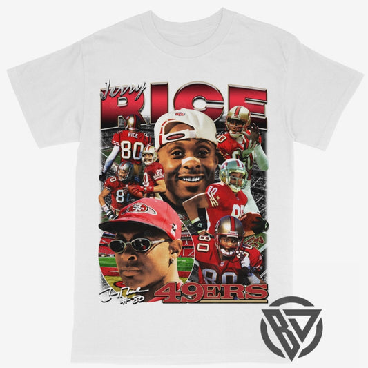 Jerry Rice Tee Shirt San Francisco 49ers NFL Football Rap Style Graphic Tee Shirt