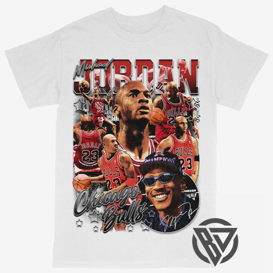 Michael Jordan graphic t-shirt basketball design Sneakers Chicago Bulls Tee