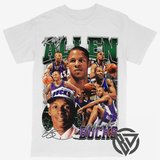 Ray Allen Tee Shirt Milwaukee Bucks NBA Basketball Graphic Shirt