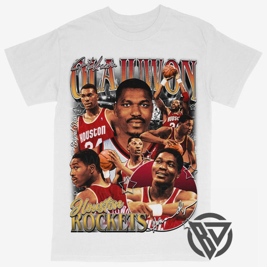 Hakeem Olajuwon graphic t-shirt basketball design Houston Rockets tee