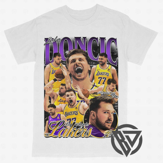 Luka Doncic Tee Shirt Los Angeles Lakers Basketball Trade Graphic Apparel Sports Gear