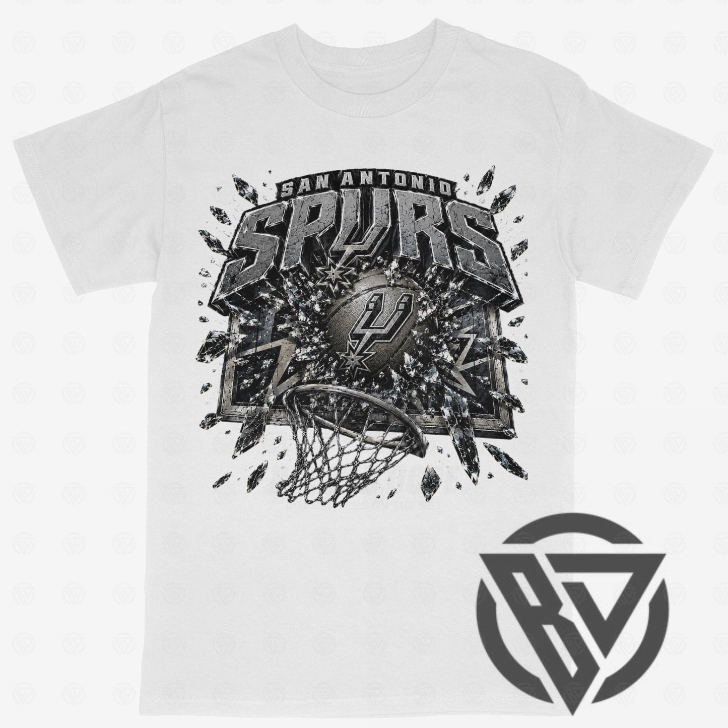 San Antonio Spurs graphic t-shirt shattered backboard design