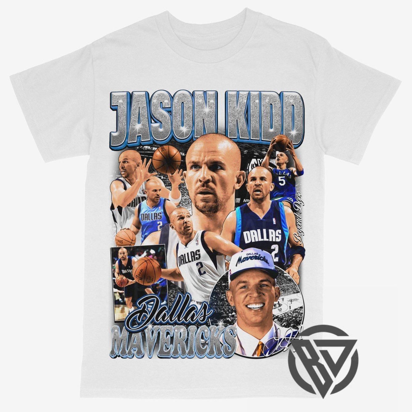 Jason Kidd Mavericks graphic t-shirt vintage basketball design Mavs Tee