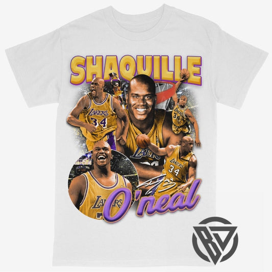Shaquille O Neal Lakers graphic t-shirt basketball design Los Angeles Lakers Shaq Tee