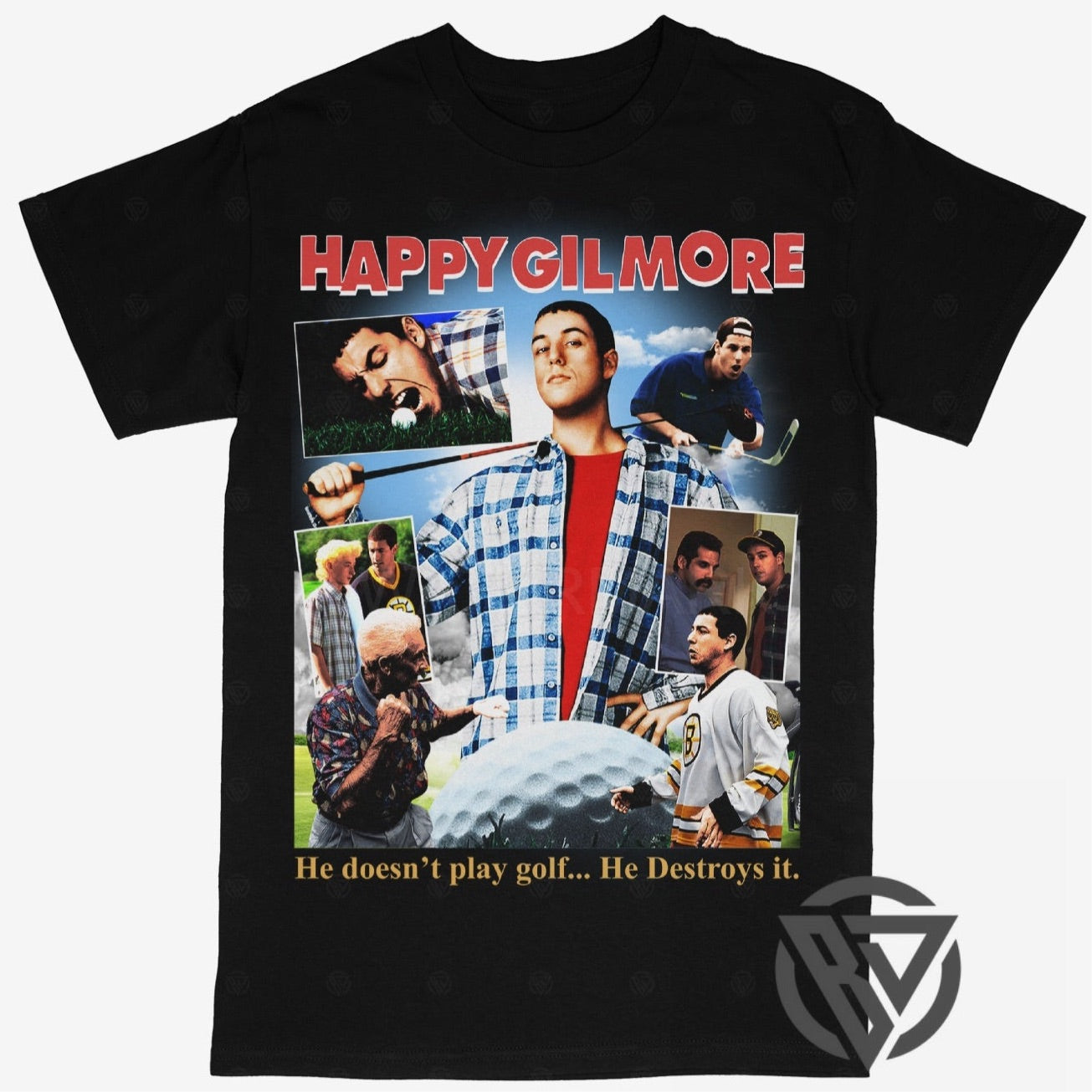 Happy Gilmore T-Shirt, Adam Sandler golf shirt, Happy Gilmore movie merch, Chubbs Peterson tee, Shooter McGavin shirt, funny golf shirts, classic comedy apparel, 90s movie graphic tee