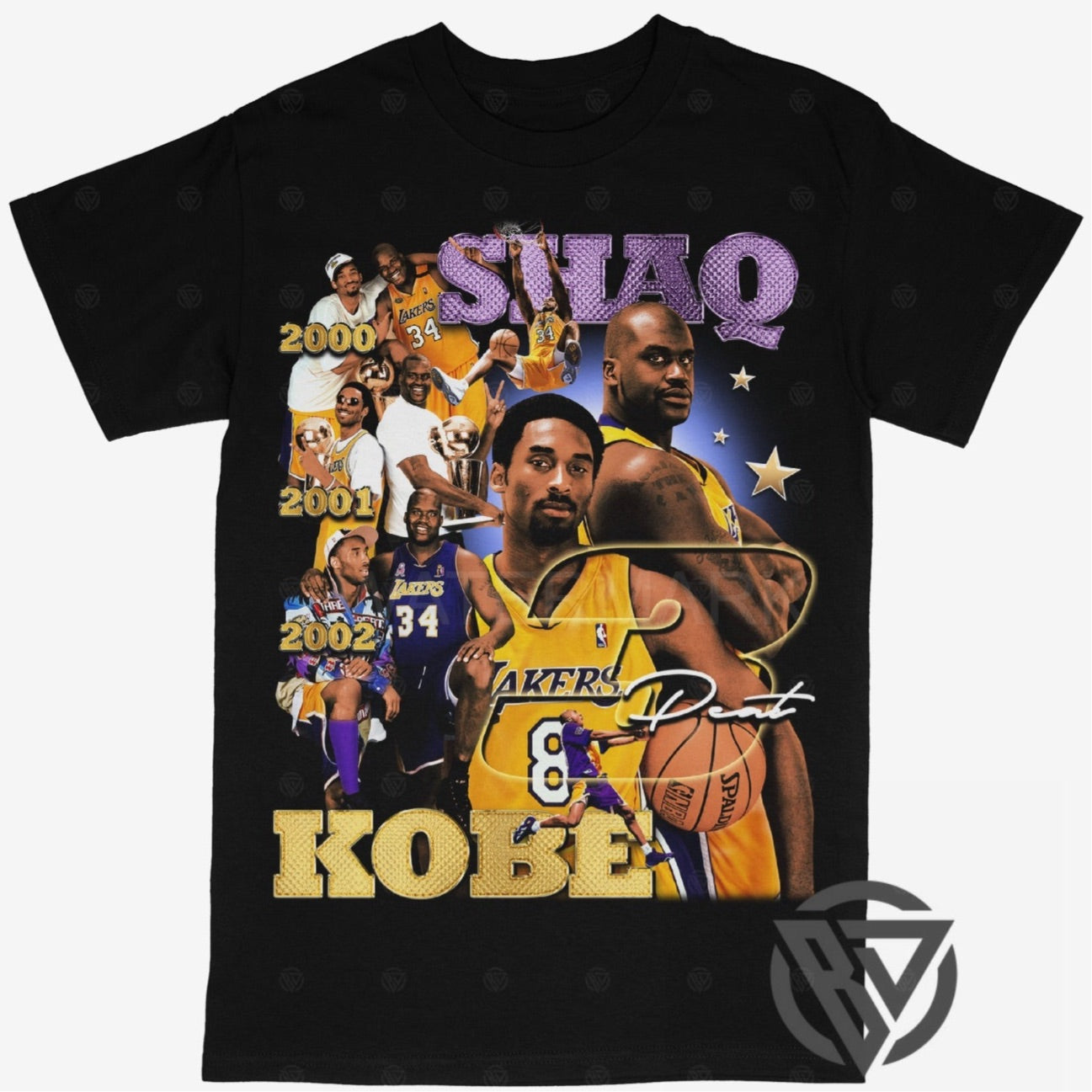 Kobe And Shaq 3peat Champions Tee Shirt Lakers Merch Black Mamba Basketball Merch Graphic
