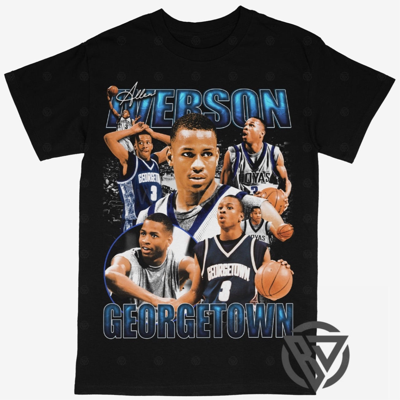 Allen Iverson Georgetown Hoyas College Basketball Rap Style Graphic Tee Shirt