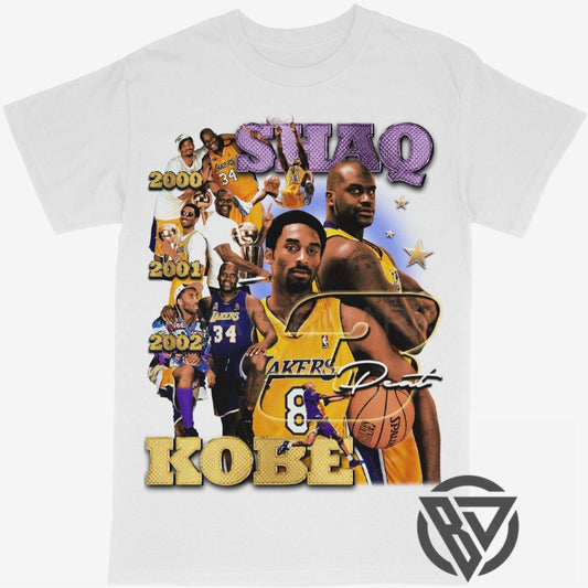 Kobe And Shaq 3peat Champions Tee Shirt Lakers Merch Black Mamba Basketball Merch Graphic