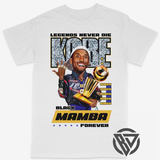 Kobe Tee Shirt 5 rings champion Cartoon Black Mamba Forever Lakers Graphic Merch