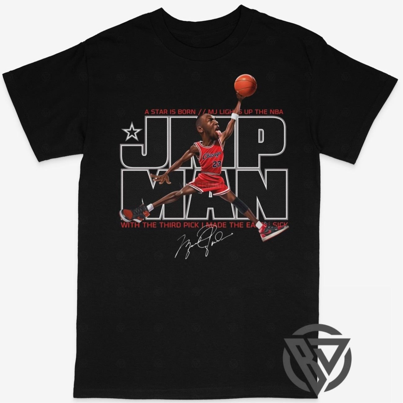 Michael Jordan Tee Shirt JMP MAN Bred Chicago Bulls Mike Michael NBA Basketball 1 Bobby Fresh