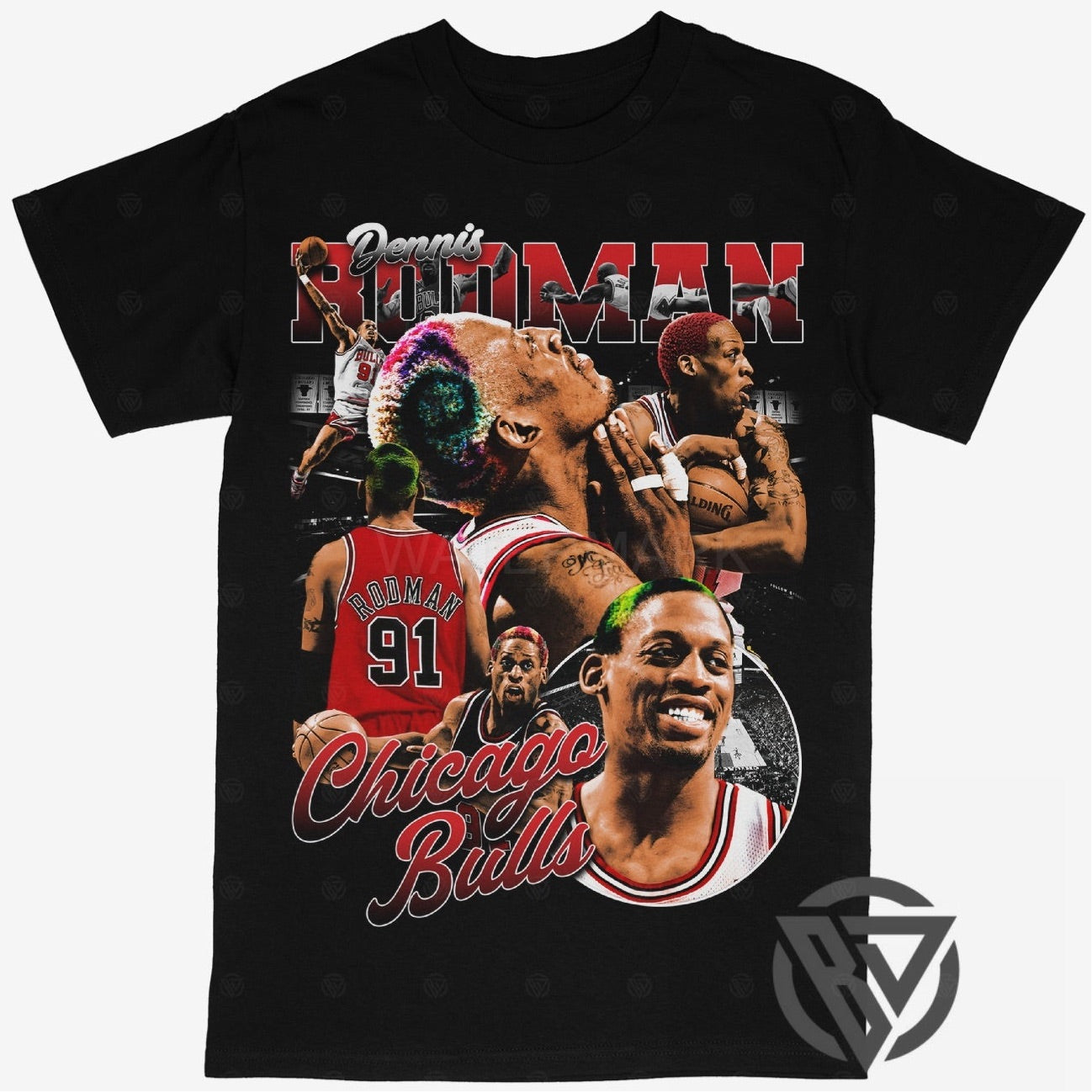 Dennis Rodman Tee Shirt Chicago Bulls NBA Basketball (V2)