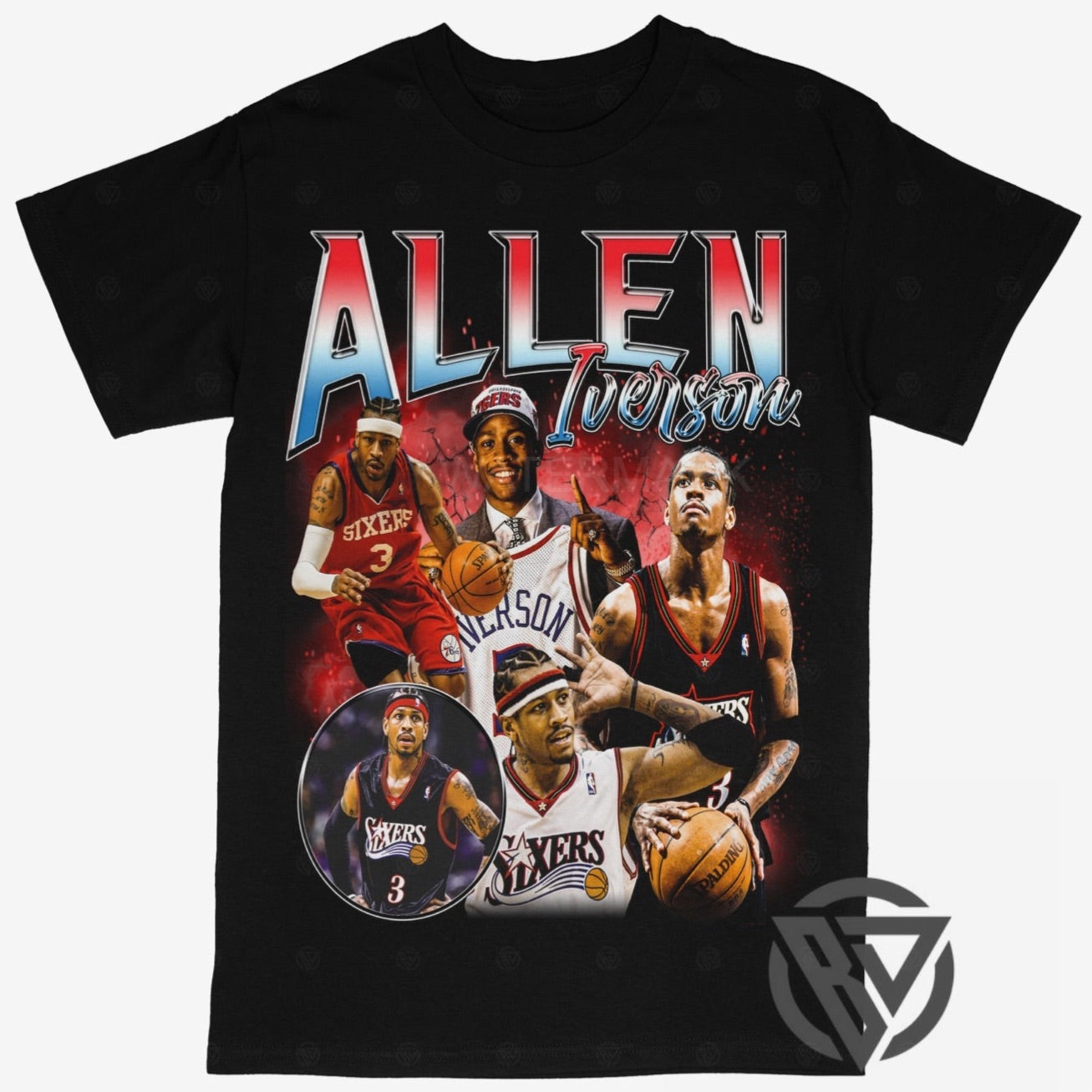 Allen Iverson 76ers Sixers Basketball Rap Style Graphic Tee Shirt