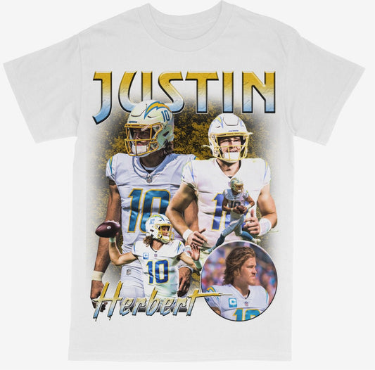 Justin Herbert graphic t-shirt football design Los Angeles Chargers Tee