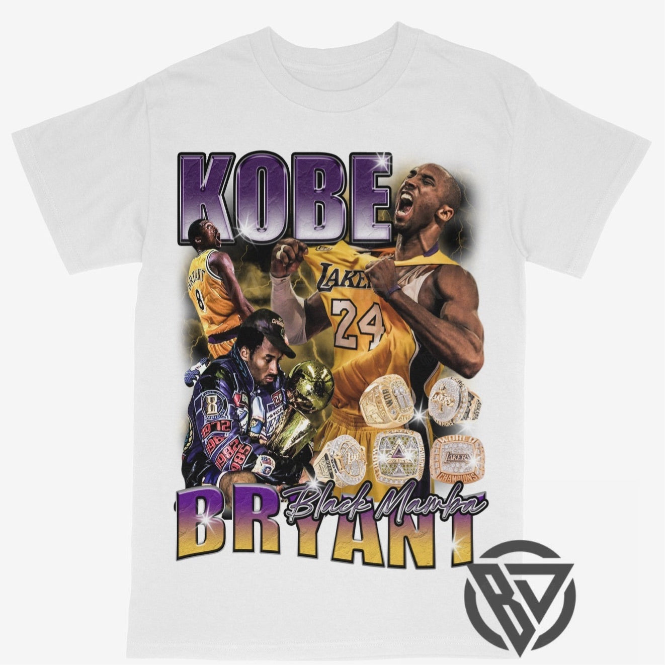 Kobe Tee Shirt Black Mamba 5 rings Iconic Graphic Lakers Basketball Merch