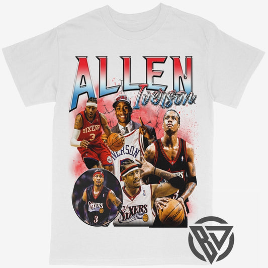 Allen Iverson 76ers Sixers Basketball Rap Style Graphic Tee Shirt