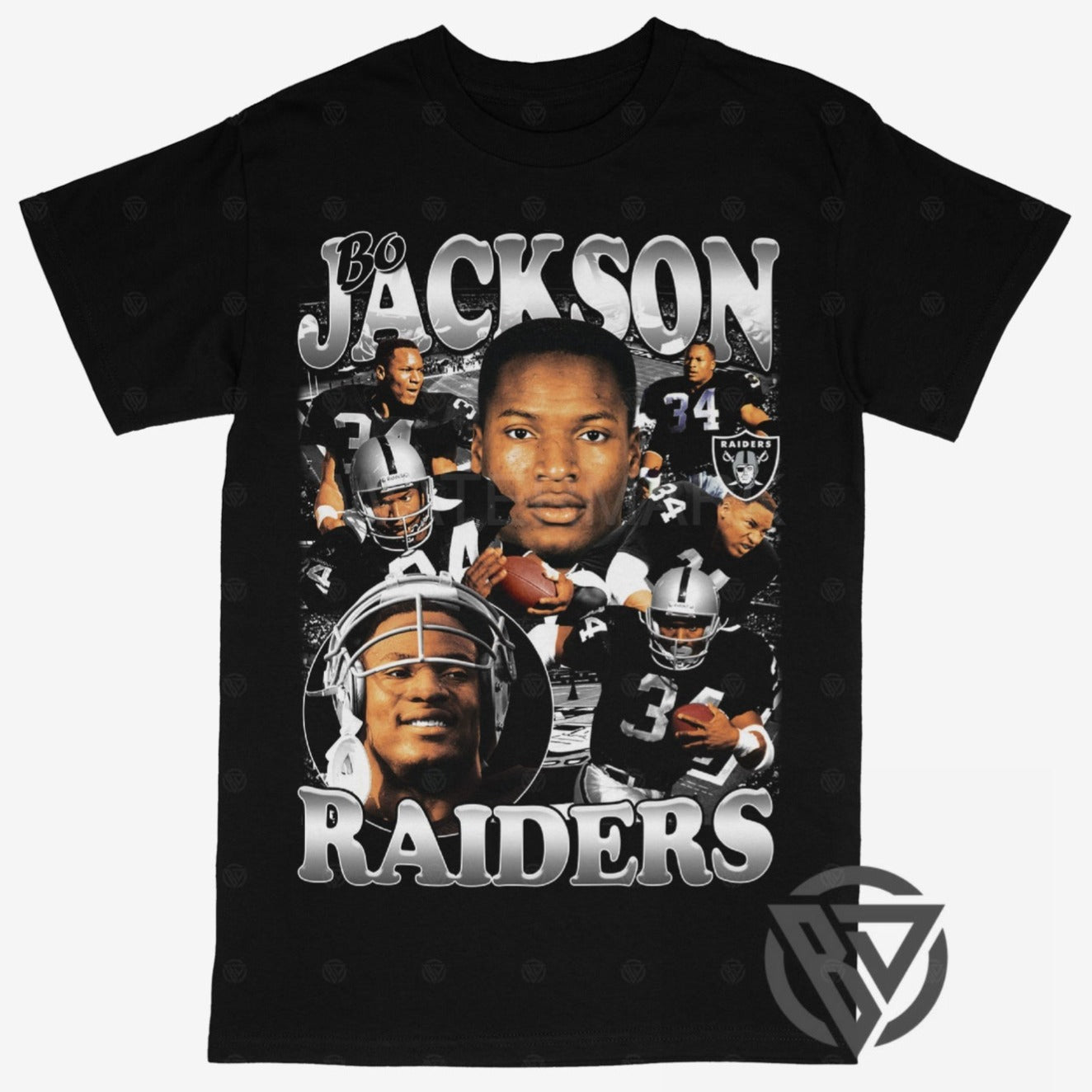 Bo Jackson Tee Shirt Raiders NFL Football (V2)