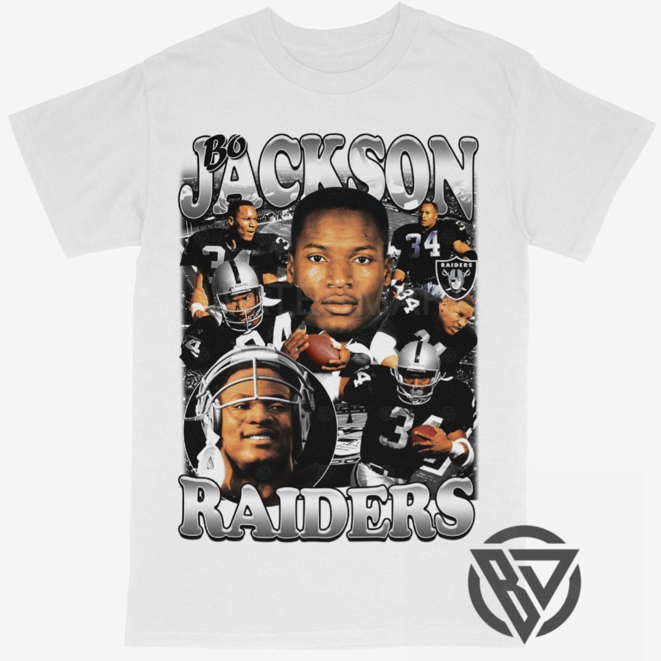 Bo Jackson Tee Shirt Raiders NFL Football (V2)