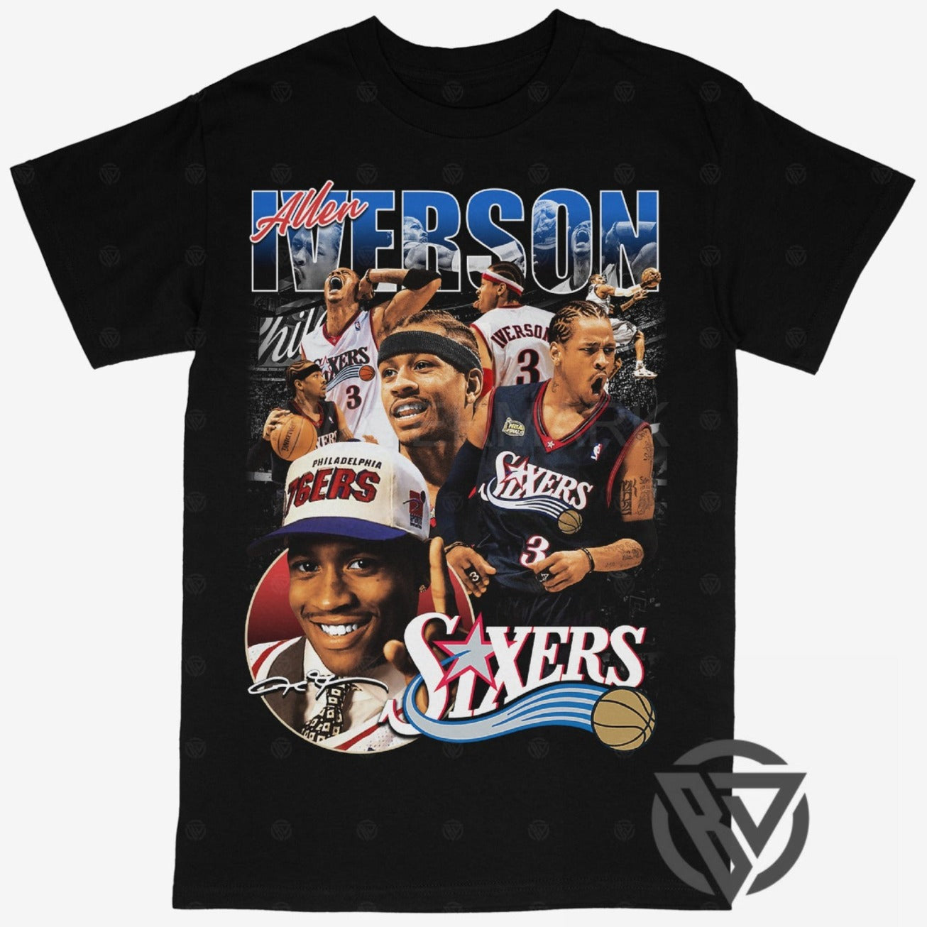 Allen Iverson 76ers Sixers Basketball Rap Style Graphic Tee Shirt