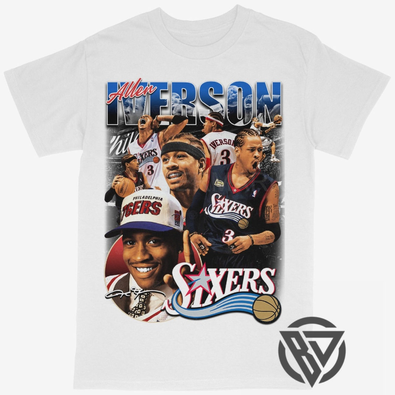 Allen Iverson 76ers Sixers Basketball Rap Style Graphic Tee Shirt