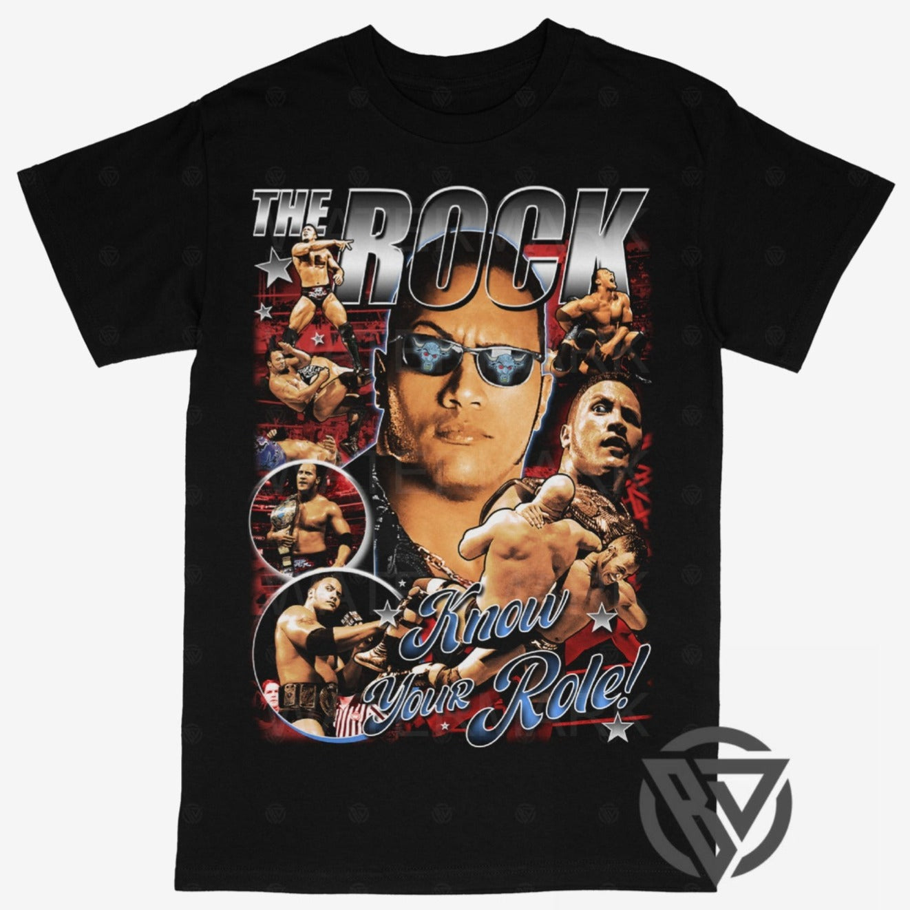 The Rock Tee Shirt Dwayne Johnson WWF WCW AEW ECW Pro Wrestling (V3)