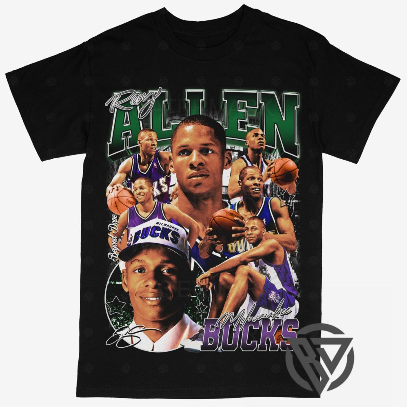 Ray Allen Tee Shirt Milwaukee Bucks NBA Basketball