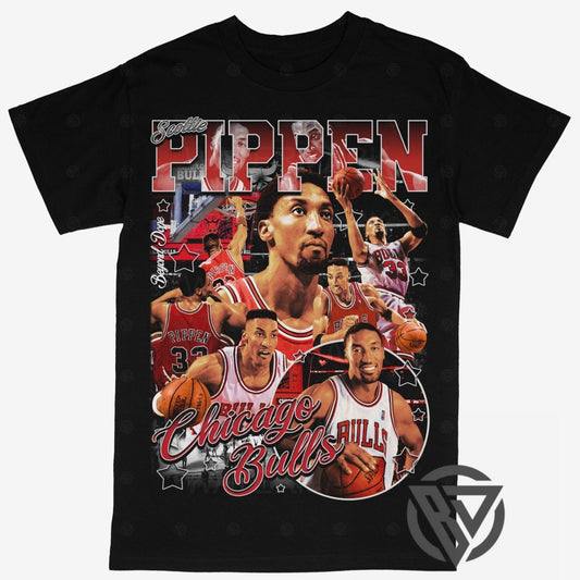 Scottie Pippen Tee Shirt Chicago Bulls NBA Basketball (V2)