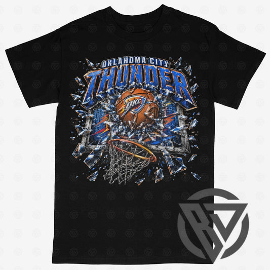 Oklahoma City Thunder graphic t-shirt shattered backboard design