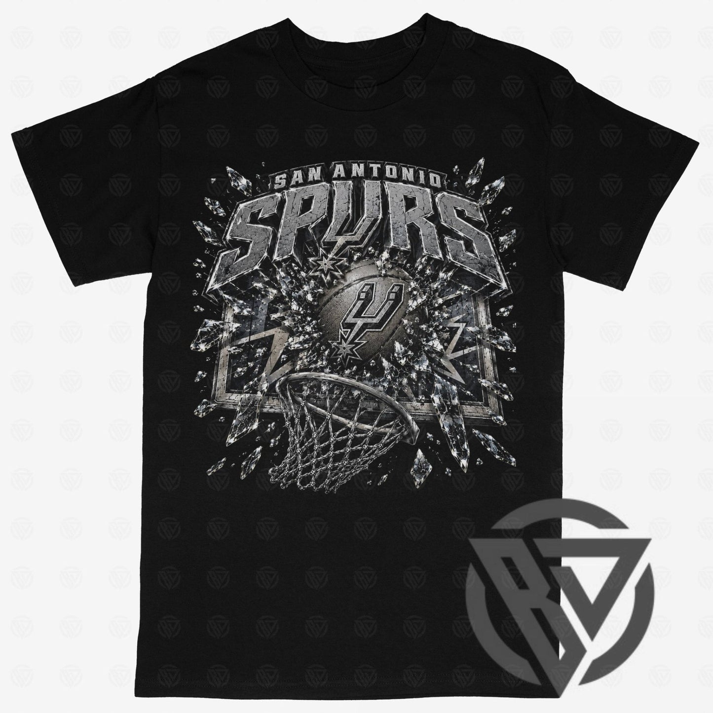 San Antonio Spurs graphic t-shirt shattered backboard design