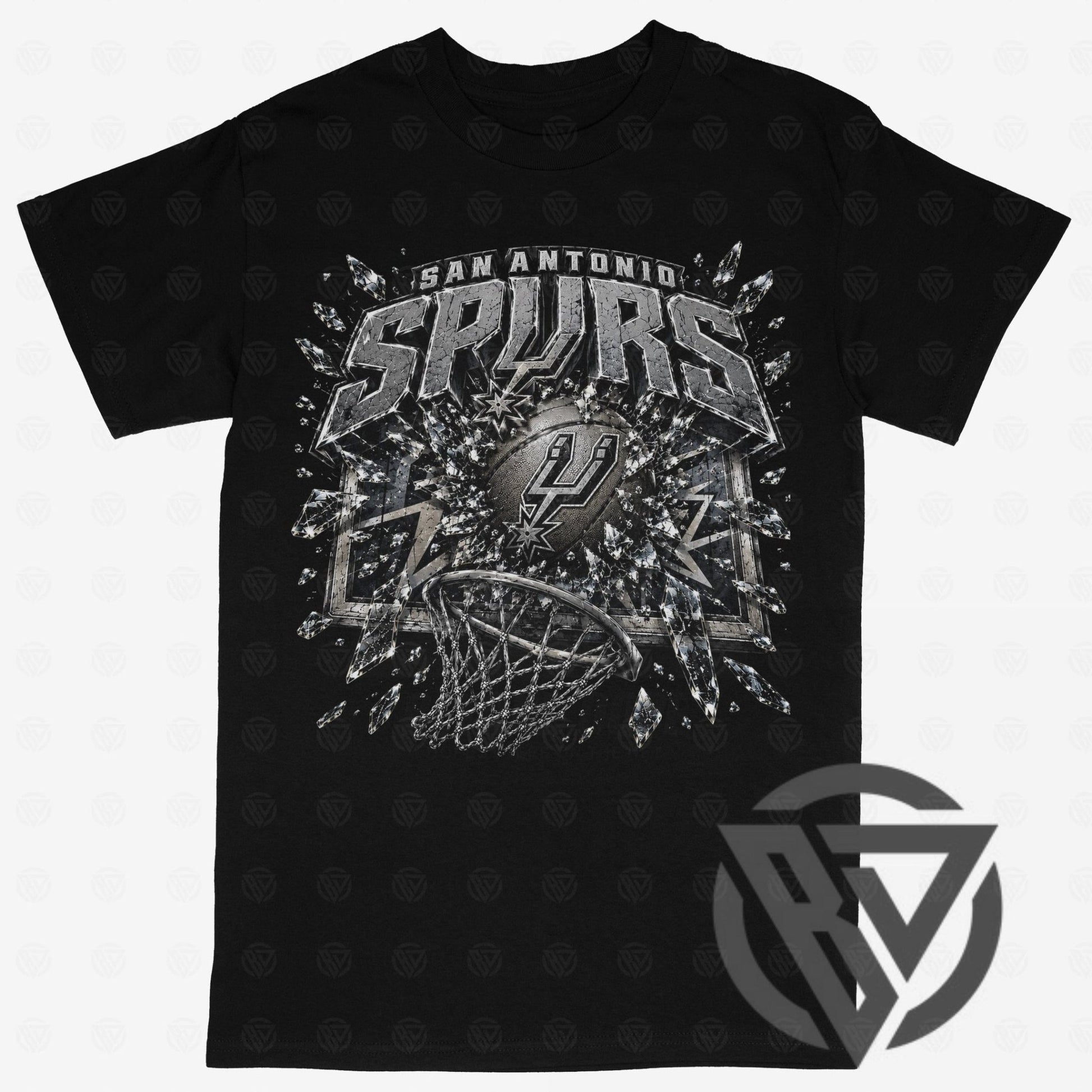 San Antonio Spurs graphic t-shirt shattered backboard design