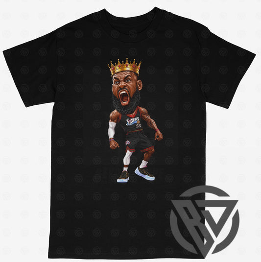 LeBron James Philadelphia 76ers caricature graphic t-shirt