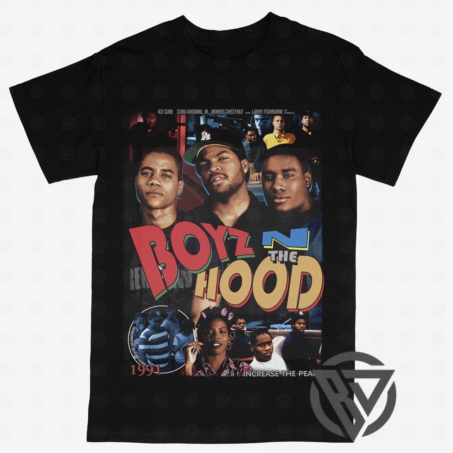 Boyz N the Hood graphic tee featuring classic 90s movie artwork on black shirt