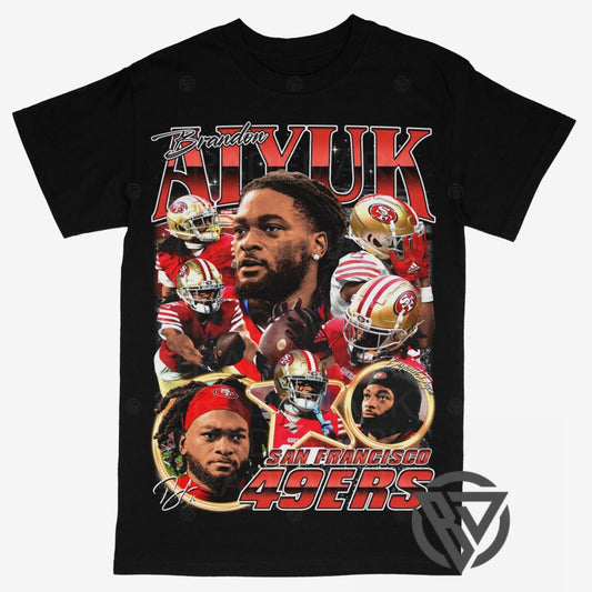 Brandon Aiyuk Tee Shirt San Francisco 49ers Niners Football Bootleg Rap Style Graphic Sports Team