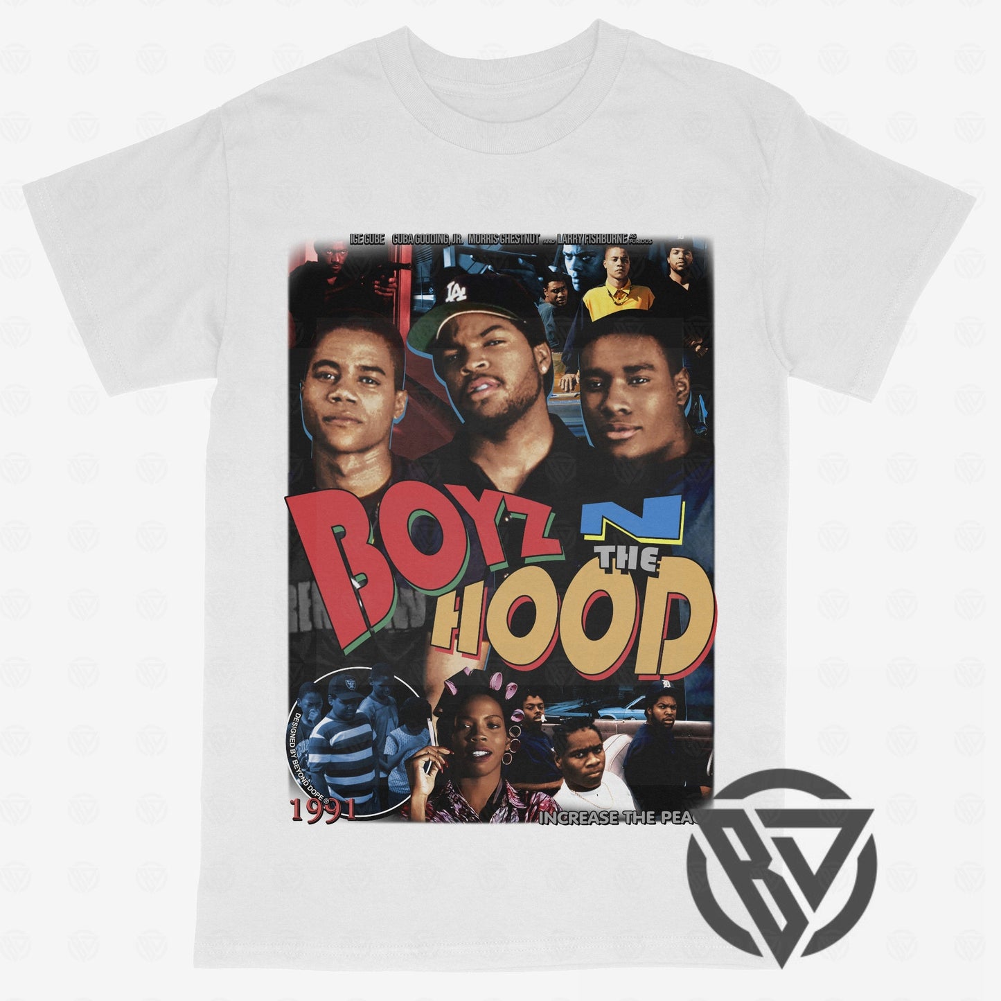 Boyz N the Hood graphic tee featuring classic 90s movie artwork on white shirt