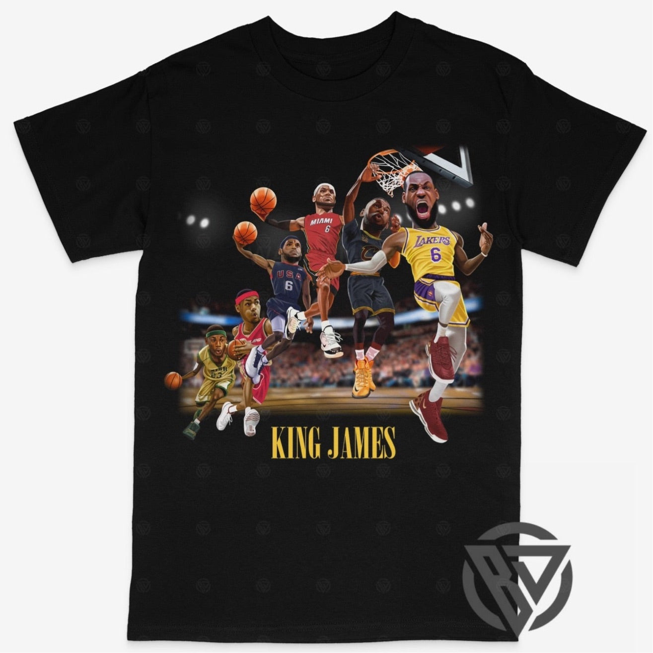 Lebron James Tee Shirt Cavs Heat USA King Lakers NBA Basketball (BF)