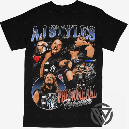AJ Styles Tee Shirt WWF ECW WCW Pro WRESTLING