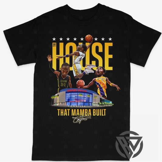 Black Mamba Tee Shirt House That Mamba Built Los Angeles Lakers Basketball ( BF )