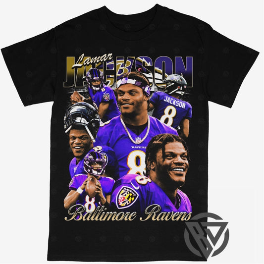 Lamar Jackson Tee Shirt Baltimore Ravens NFL Football (V2)