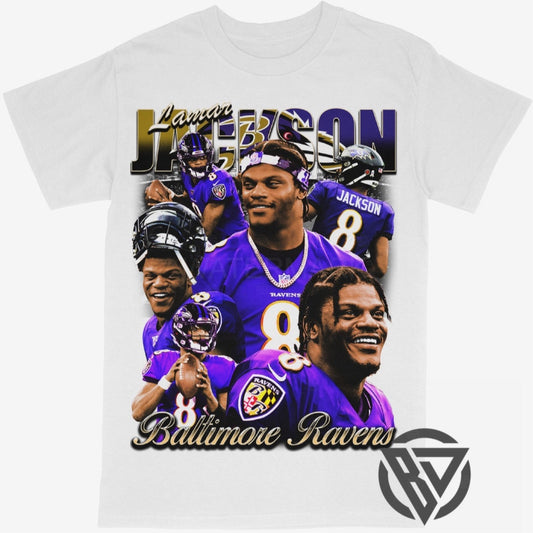 Lamar Jackson Tee Shirt Baltimore Ravens NFL Football (V2)