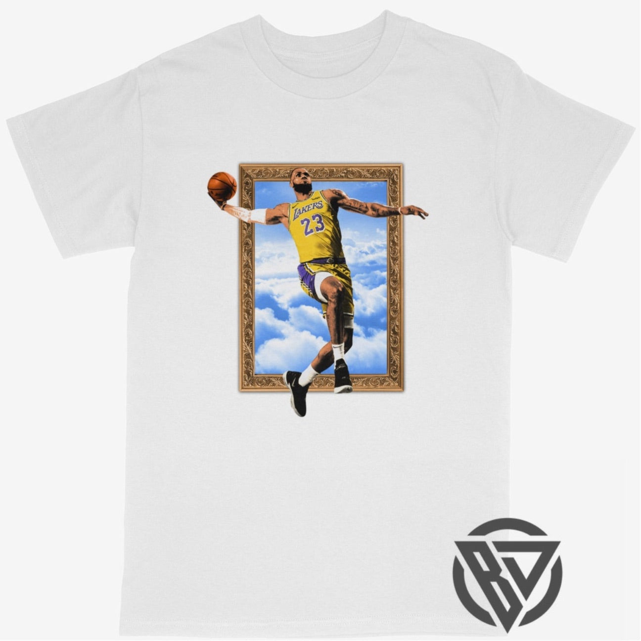 Lebron James Tee Shirt Los Angeles Lakers NBA Basketball (Framed Art)