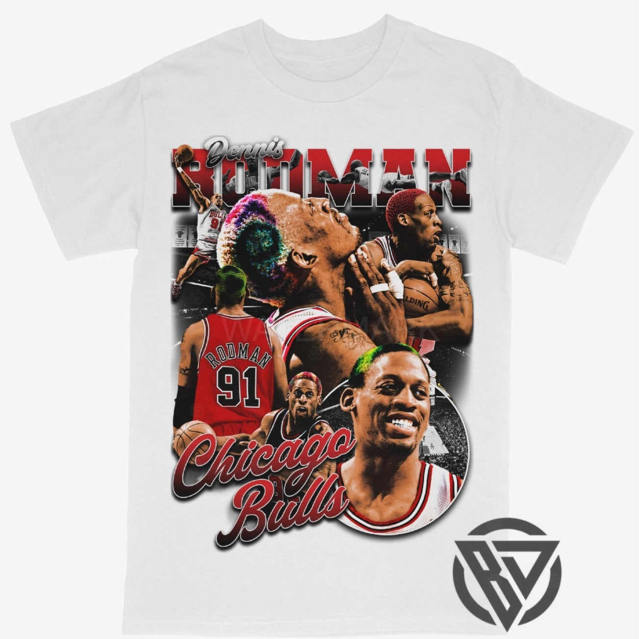 Dennis Rodman Tee Shirt Chicago Bulls NBA Basketball (V2)