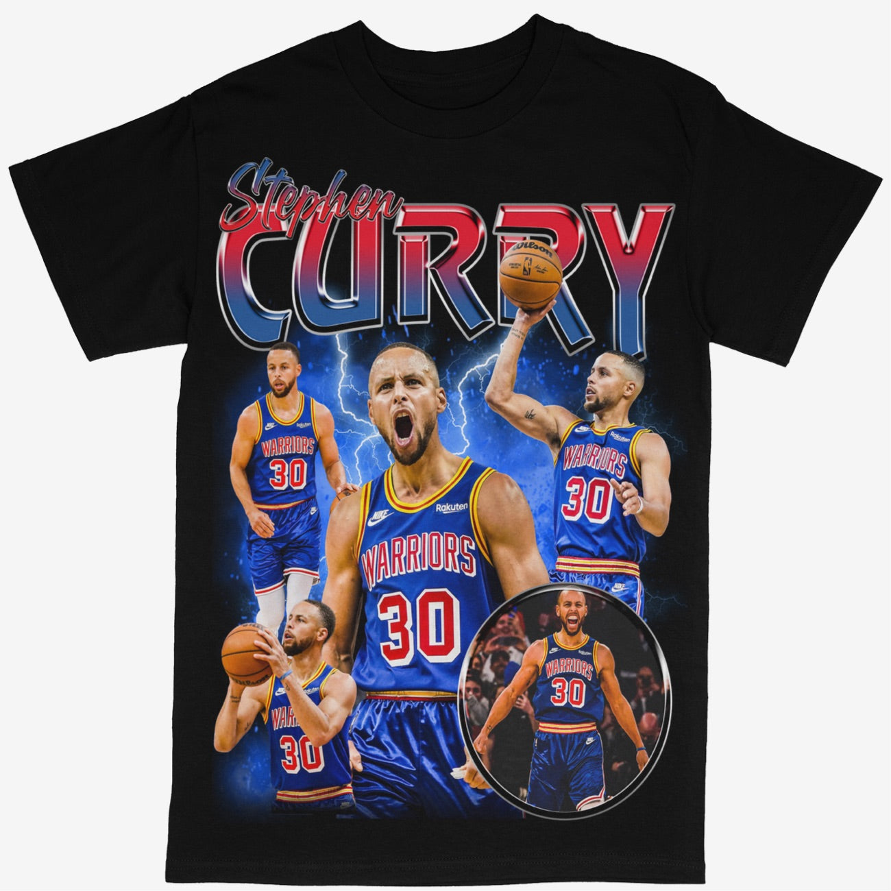 Stephen Curry Tee Shirt Golden State Warriors NBA Basketball Rap Style Steph (V2)