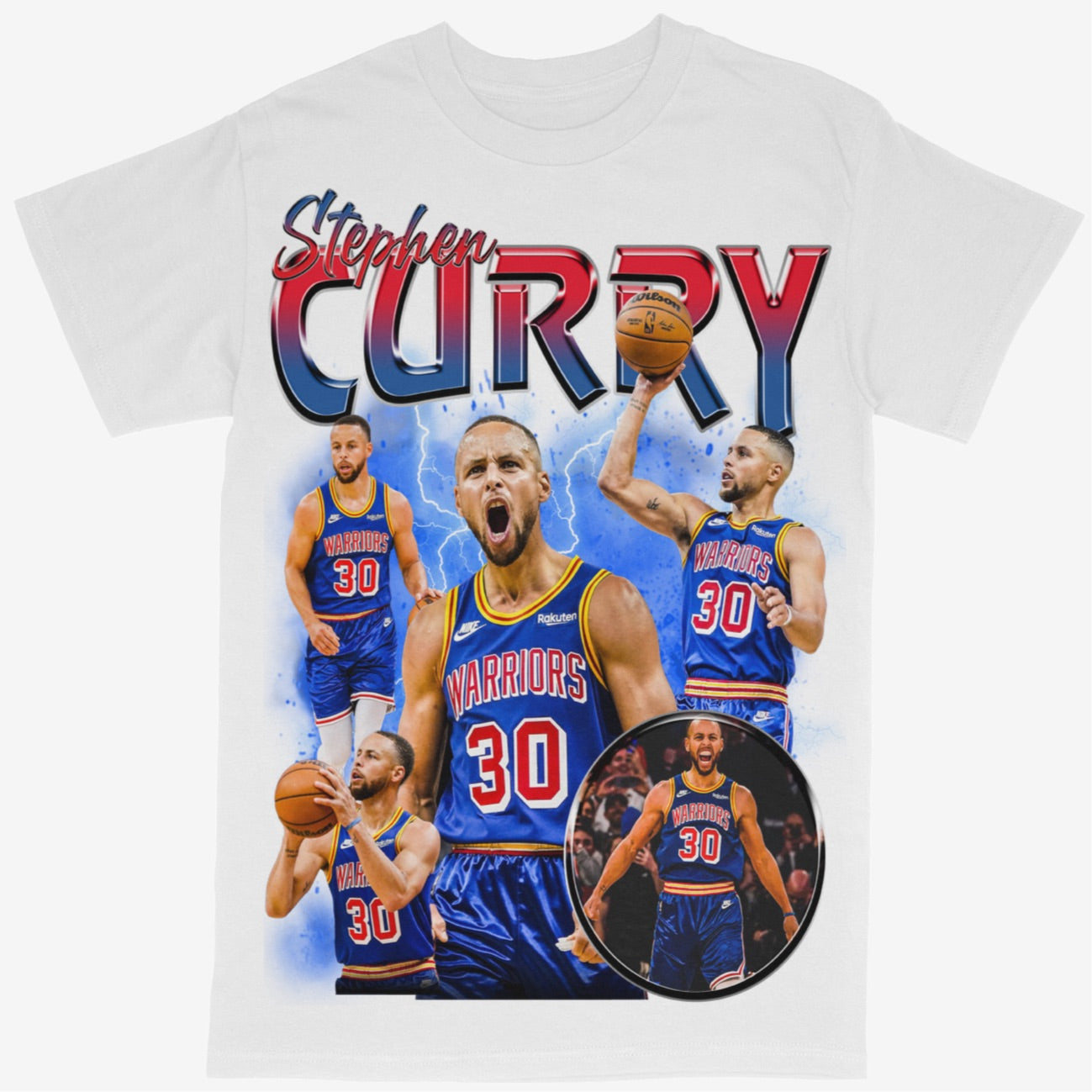 Stephen Curry Tee Shirt Golden State Warriors NBA Basketball Rap Style Steph (V2)