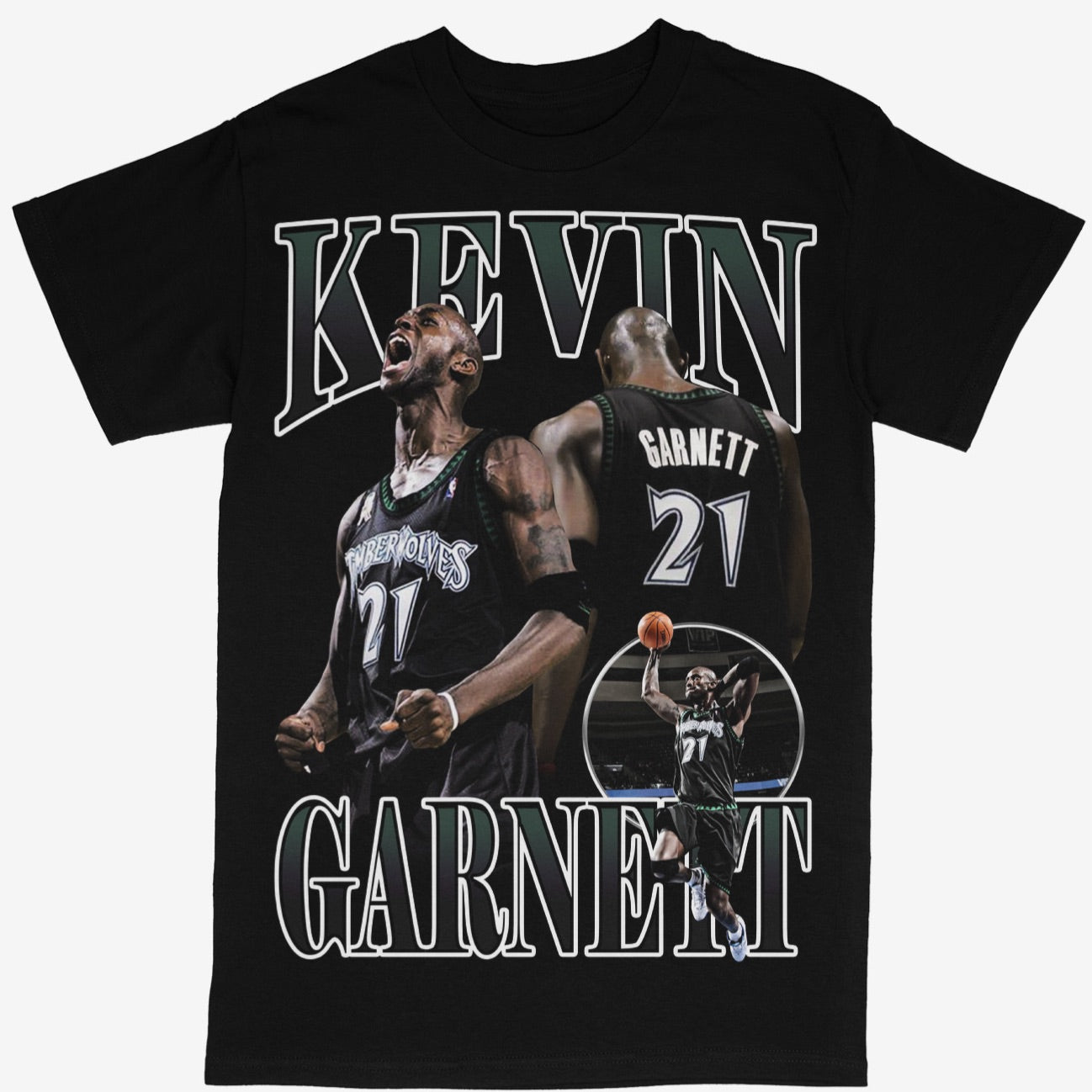 Kevin Garnett Tee Shirt Minnesota Timberwolves NBA Basketball Rap Style