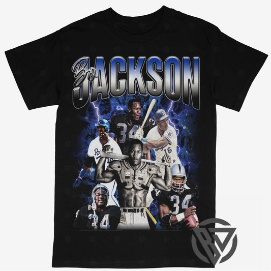 Bo Jackson Tee Shirt Raiders Football Royals Baseball
