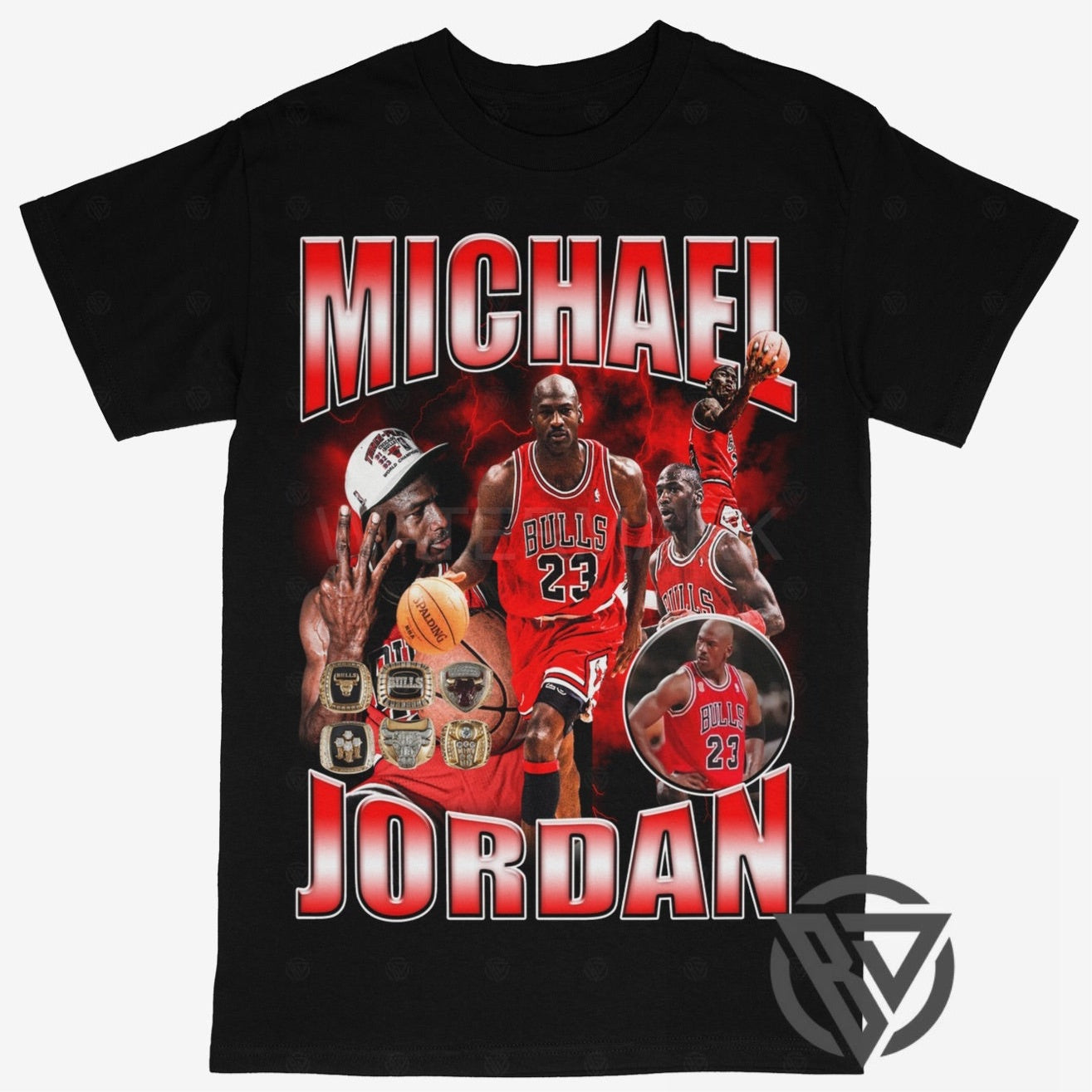 Jordan Tee Shirt Chicago Bulls NBA Basketball (Rings)